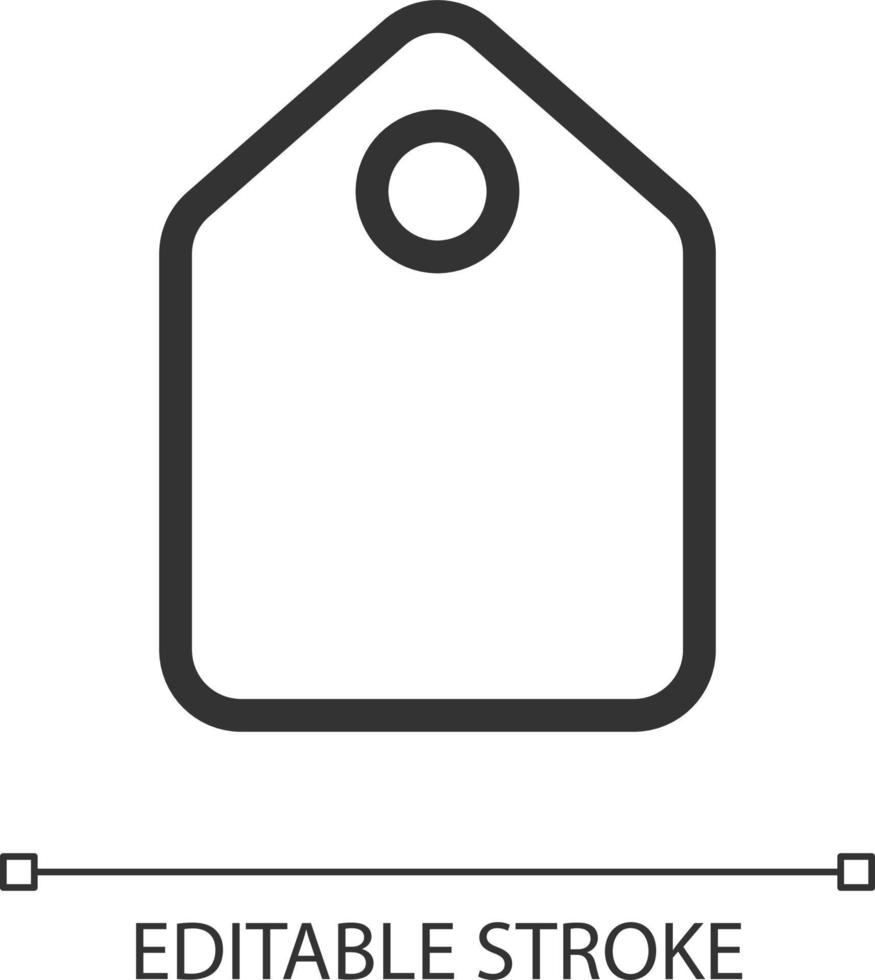 Price tag pixel perfect linear ui icon. Label placement. E store. Online marketplace. GUI, UX design. Outline isolated user interface element for app and web. Editable stroke vector