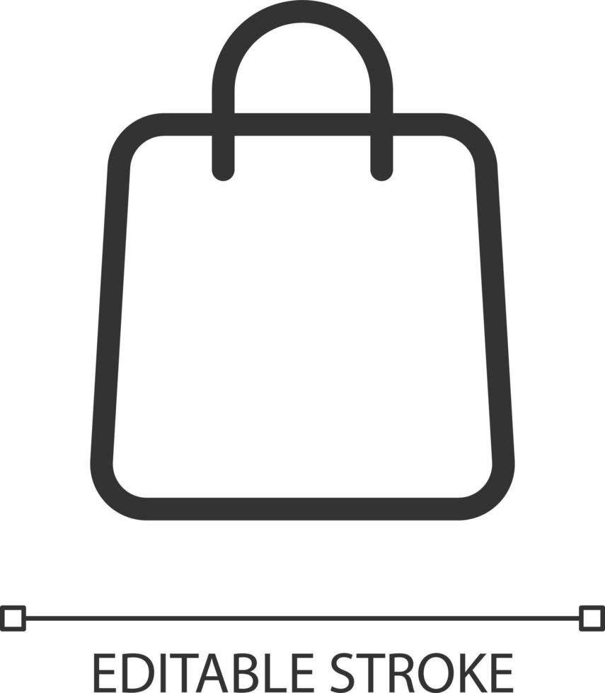 Shopping bag pixel perfect linear ui icon. Online marketplace. Apparel shop. Buying items. GUI, UX design. Outline isolated user interface element for app and web. Editable stroke vector