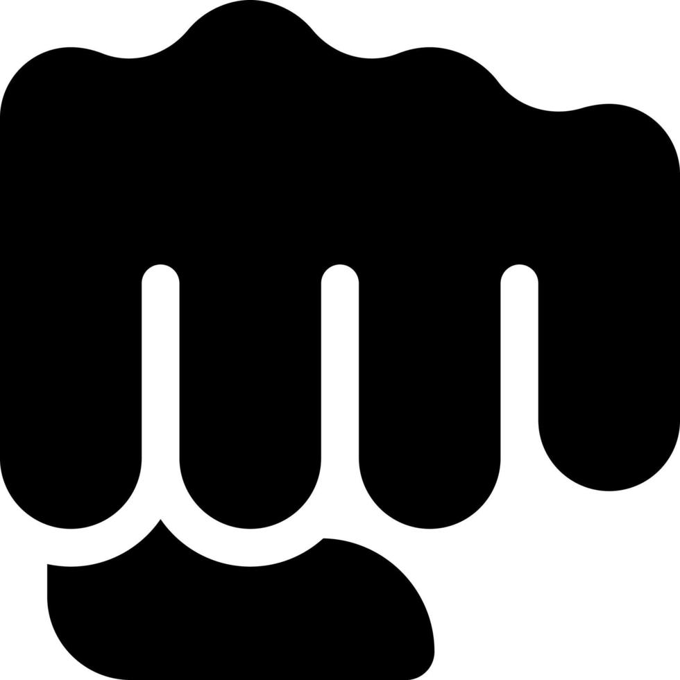 Punching fist black glyph icon. Aggressive hand gesture. Show fighting action. Threat and fight sign. Silhouette symbol on white space. Solid pictogram. Vector isolated illustration