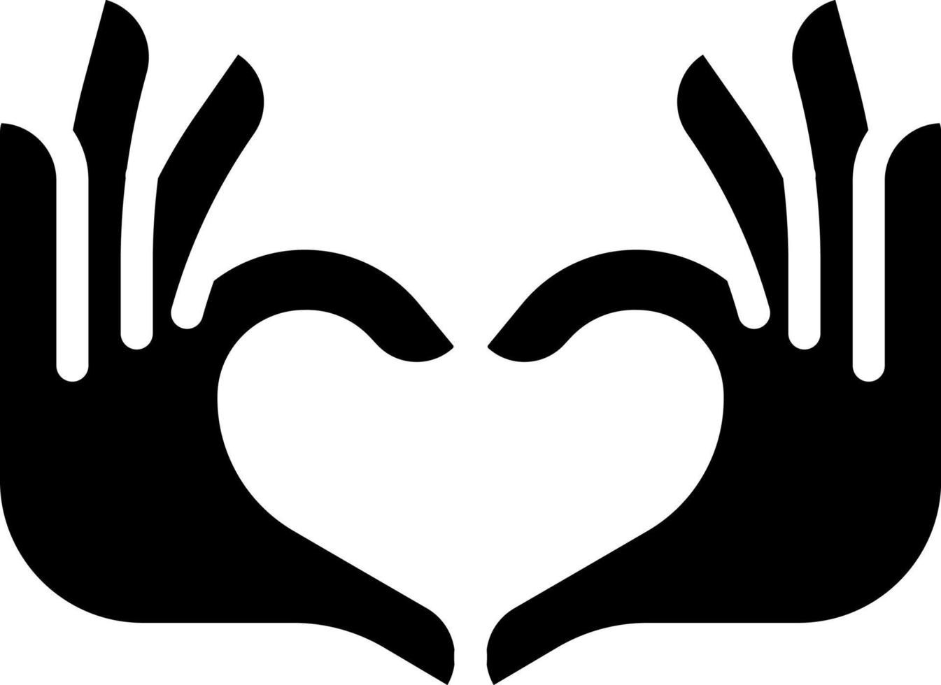 Hands heart gesture black glyph icon. Showing affection and love. Romantic relationship. Charity activity. Silhouette symbol on white space. Solid pictogram. Vector isolated illustration