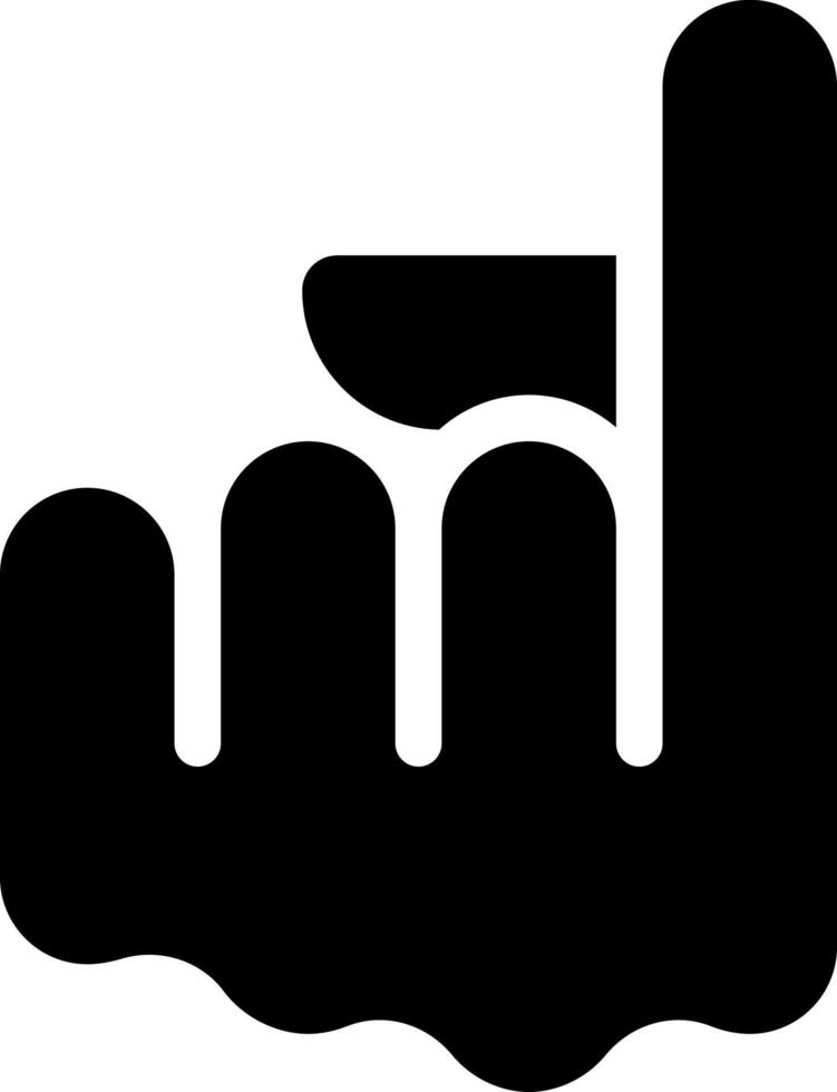 Index finger pointing up black glyph icon. Upward direction sign. Hand gesture usage. Body language signal. Silhouette symbol on white space. Solid pictogram. Vector isolated illustration