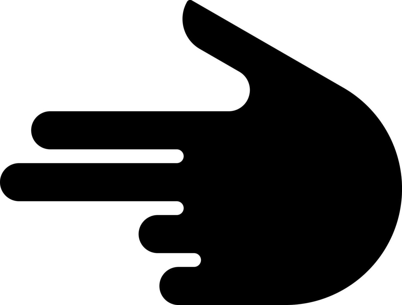 Finger gun black glyph icon. Children imagination. Flirting sign style. Hand gesture. Imitating handgun. Silhouette symbol on white space. Solid pictogram. Vector isolated illustration
