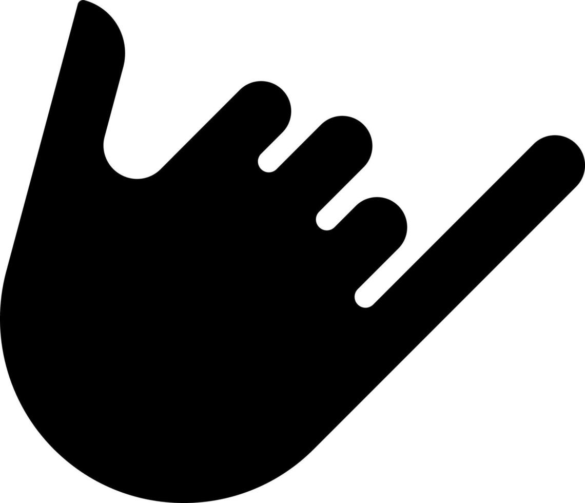 shaka firmar negro glifo icono. llamada yo signo. internacional saludo gesto. no verbal comunicación. silueta símbolo en blanco espacio. sólido pictograma. vector aislado ilustración
