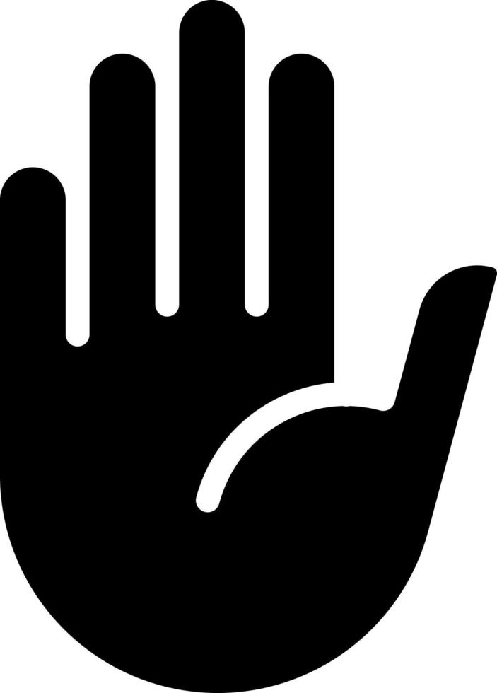 Stop gesture black glyph icon. Prohibition and restriction signal. Body language awareness. Safety sign. Silhouette symbol on white space. Solid pictogram. Vector isolated illustration