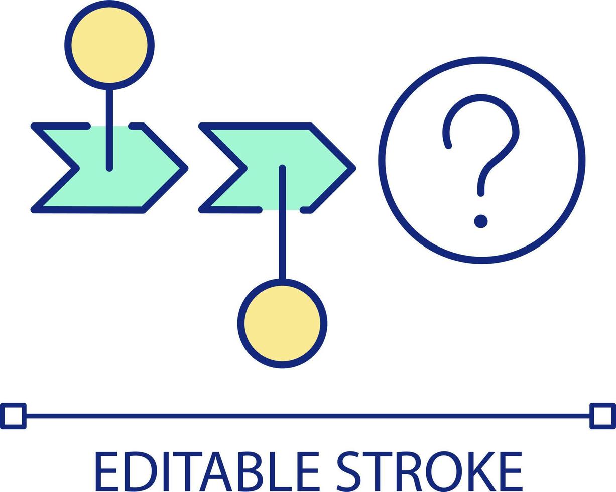 Journey map with unknown goal RGB color icon. Customer experience. Phases of scenario. Visual representation. Isolated vector illustration. Simple filled line drawing. Editable stroke