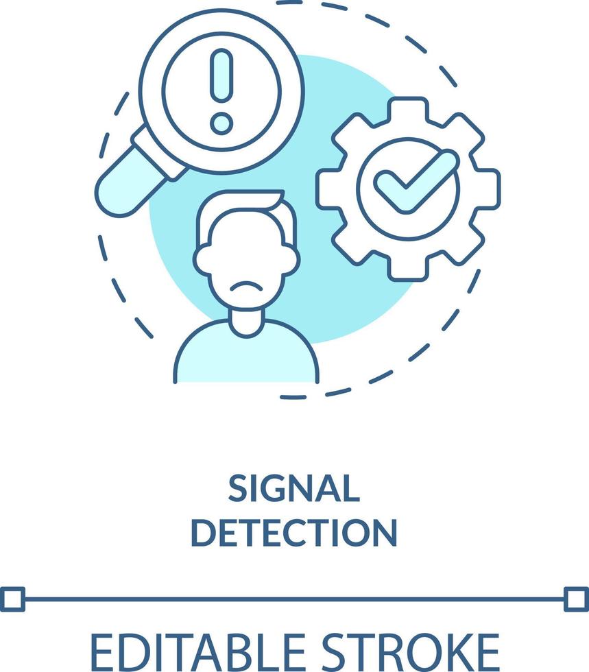 Signal detection turquoise concept icon. Model for crisis management steps abstract idea thin line illustration. Isolated outline drawing. Editable stroke vector