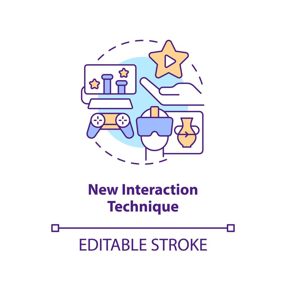 New interaction technique concept icon. Metaverse importance for business abstract idea thin line illustration. Isolated outline drawing. Editable stroke vector