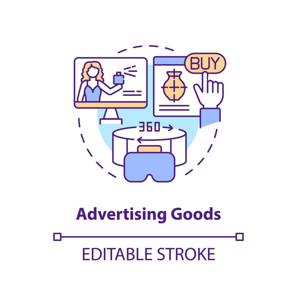 Advertising goods concept icon. Internet marketing. Metaverse importance for business abstract idea thin line illustration. Isolated outline drawing. Editable stroke vector
