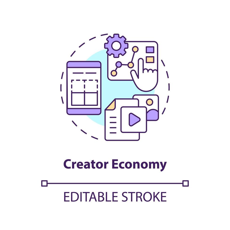 Creator economy concept icon. Business digitization process. Layer of metaverse abstract idea thin line illustration. Isolated outline drawing. Editable stroke vector