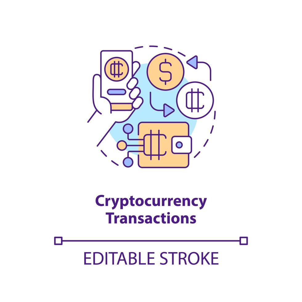 Cryptocurrency transactions concept icon. Metaverse importance for business abstract idea thin line illustration. Isolated outline drawing. Editable stroke vector