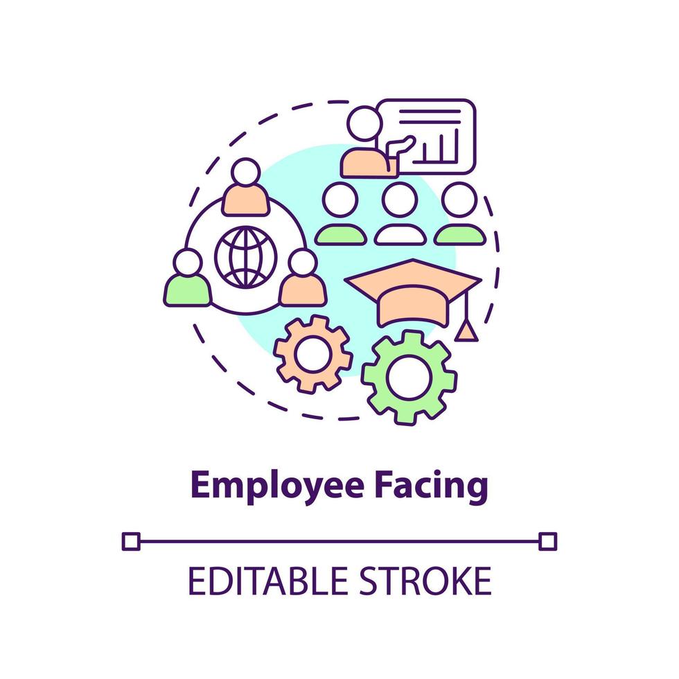 Employee facing concept icon. Alternative space for communication. Metaverse category abstract idea thin line illustration. Isolated outline drawing. Editable stroke vector