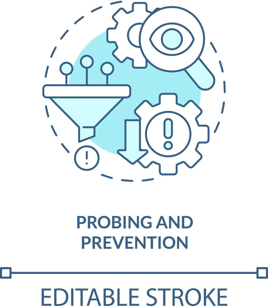 sondeo y prevención turquesa concepto icono. modelo para crisis administración pasos resumen idea Delgado línea ilustración. aislado contorno dibujo. editable carrera vector