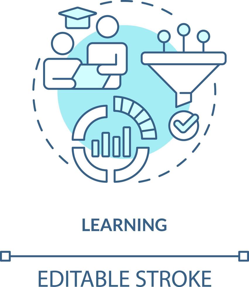 Learning turquoise concept icon. Experience. Model for crisis management steps abstract idea thin line illustration. Isolated outline drawing. Editable stroke vector