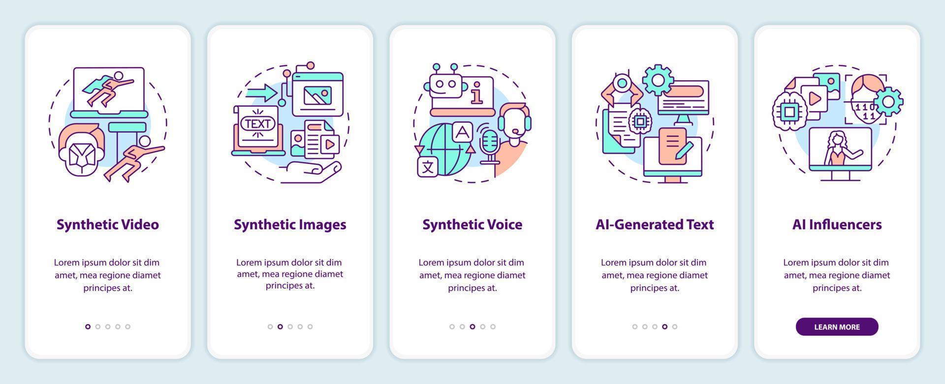 sintético medios de comunicación tipos inducción móvil aplicación pantalla. vr recorrido 5 5 pasos editable gráfico instrucciones con lineal conceptos. ui, ux, gui modelo vector