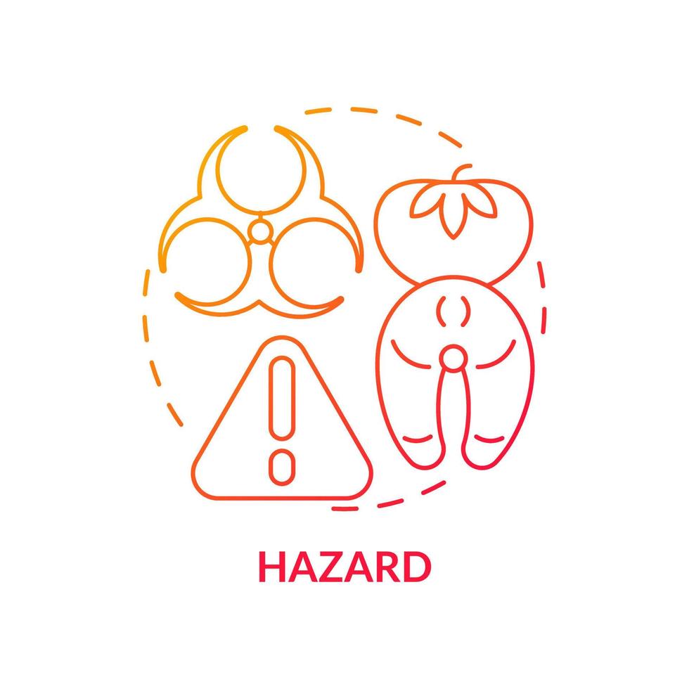 Hazard red gradient concept icon. Control of contamination risk and dangers. HACCP system element abstract idea thin line illustration. Isolated outline drawing vector