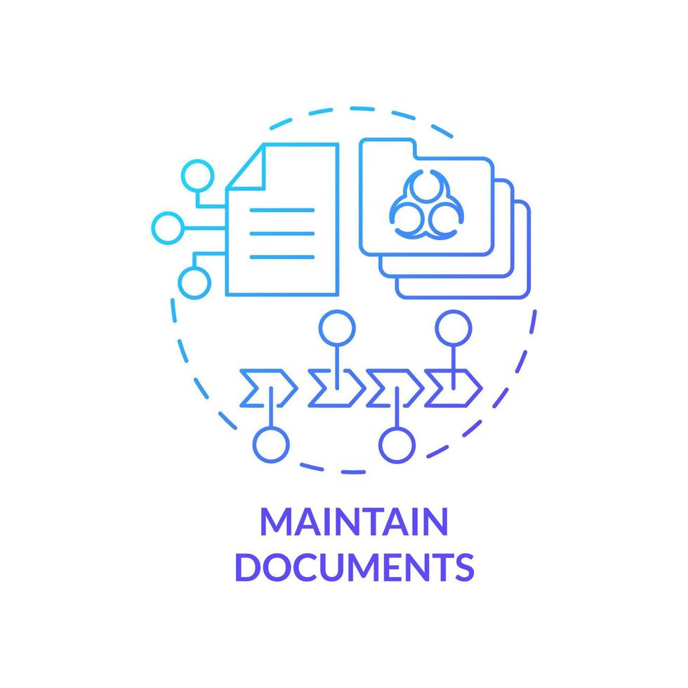 Maintain documents blue gradient concept icon. Recording analysis process. HACCP principle abstract idea thin line illustration. Isolated outline drawing vector