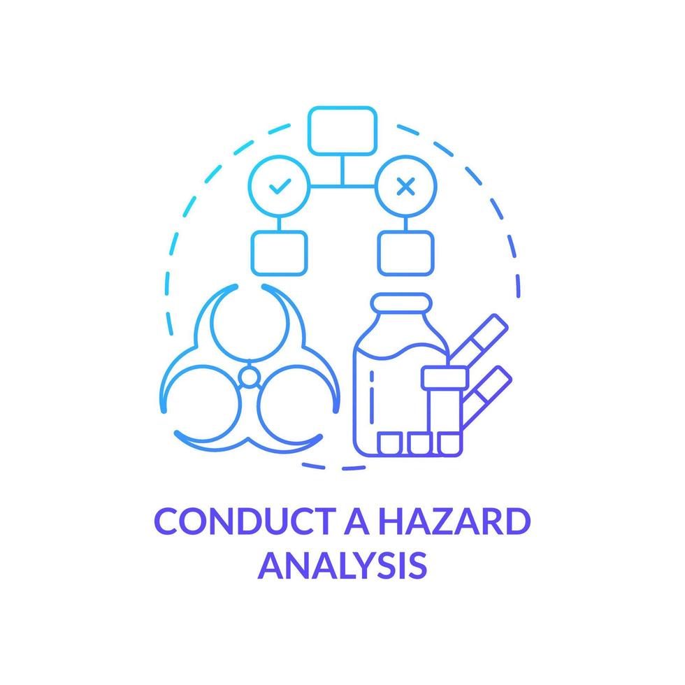 Conduct hazard analysis blue gradient concept icon. Determine food safety risks. HACCP principle abstract idea thin line illustration. Isolated outline drawing vector