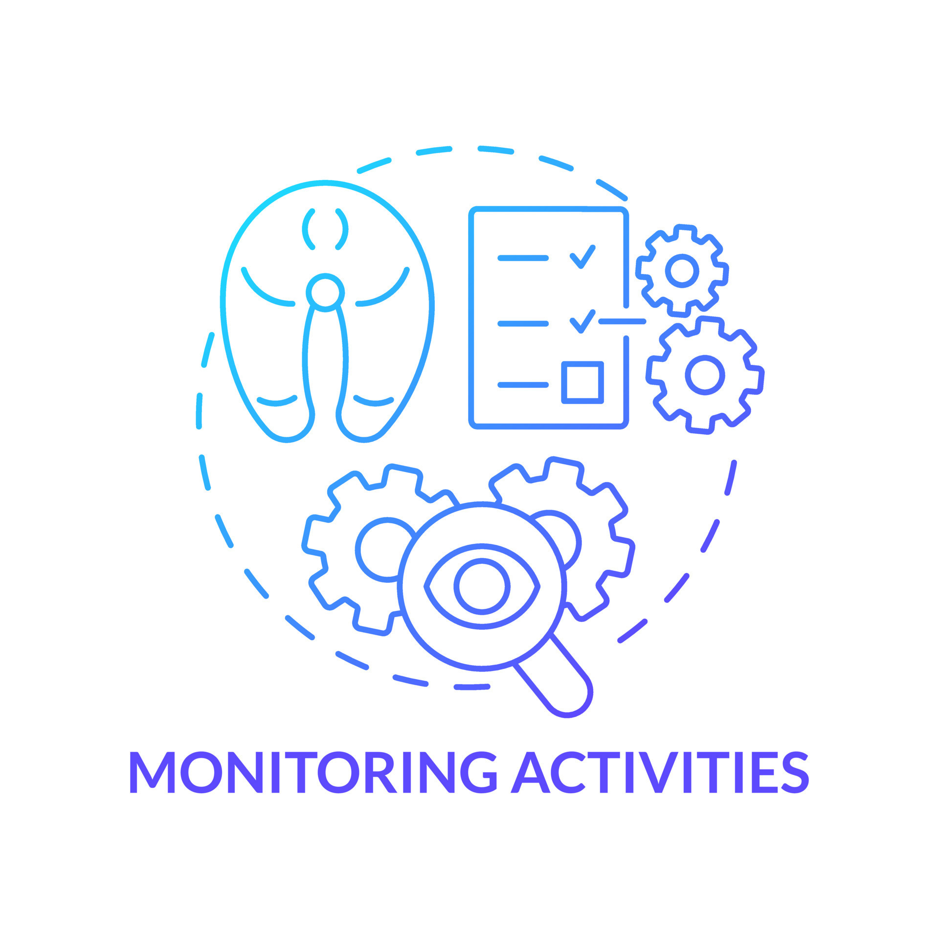 Monitoring activities blue gradient concept icon. Product contamination