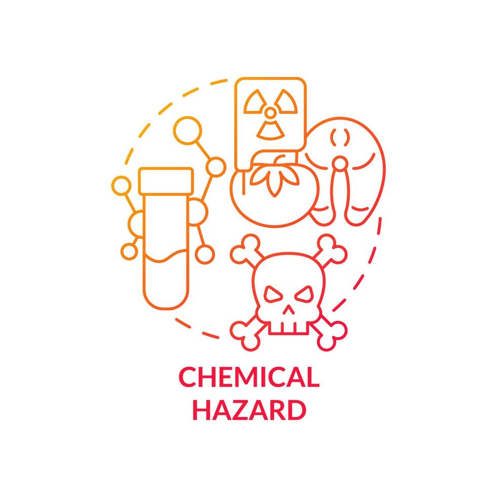 Chemical hazard red gradient concept icon. Potential products contamination. Food safety risk abstract idea thin line illustration. Isolated outline drawing vector