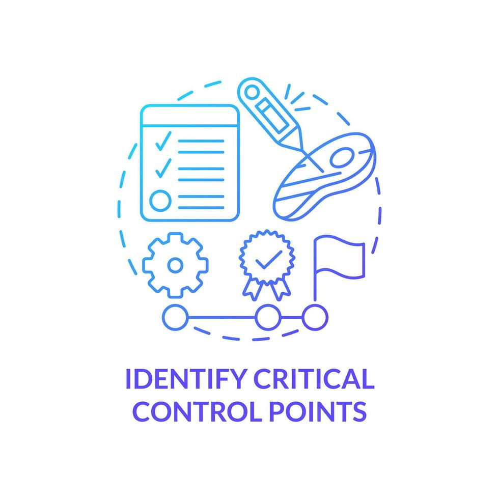 Identify critical control points blue gradient concept icon. Food manufacturing. HACCP principle abstract idea thin line illustration. Isolated outline drawing vector