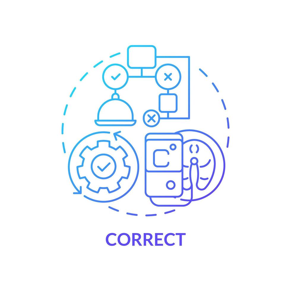 Correct blue gradient concept icon. Adjust products processing temperature. HACCP on practice abstract idea thin line illustration. Isolated outline drawing vector