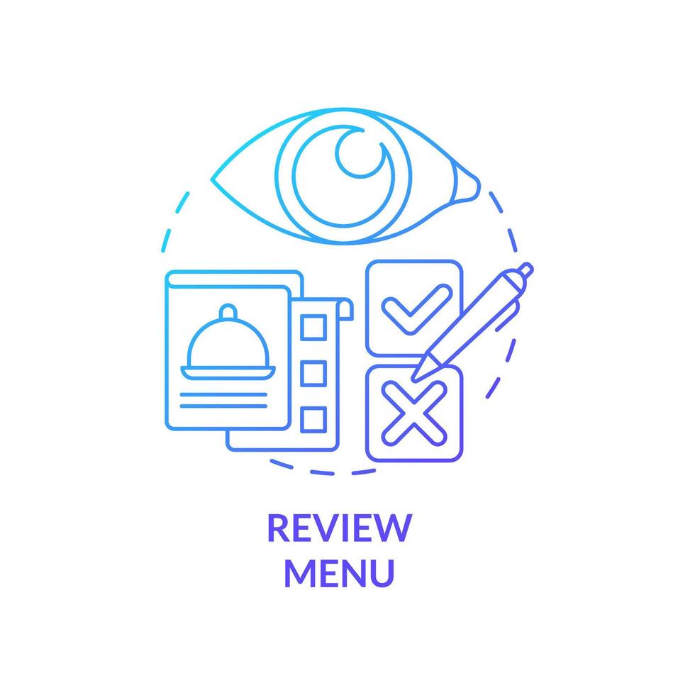 Review menu blue gradient concept icon. Highlight potentially hazardous foods. HACCP on practice abstract idea thin line illustration. Isolated outline drawing vector