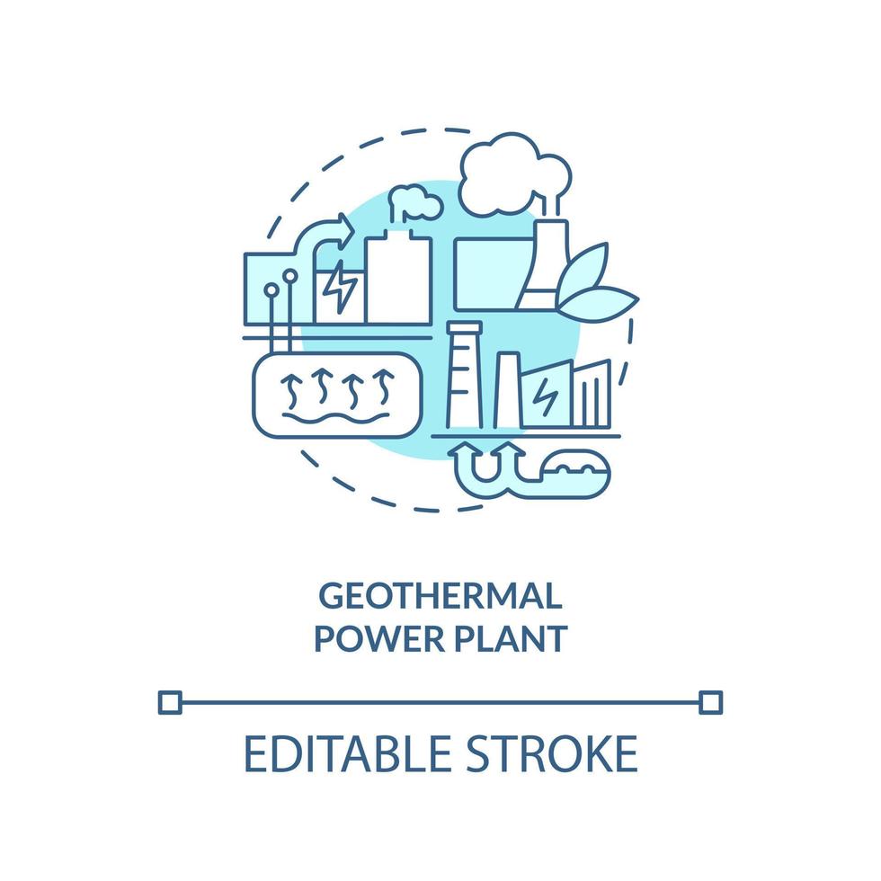 geotermia poder planta azul concepto icono. subterráneo reservorio. geotermia energía resumen idea Delgado línea ilustración. aislado contorno dibujo. editable carrera vector