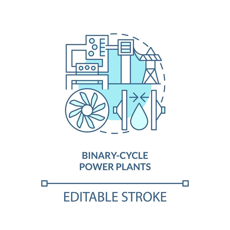 Binary-cycle power plants blue concept icon. Heat exchanger. Geothermal power station abstract idea thin line illustration. Isolated outline drawing. Editable stroke vector