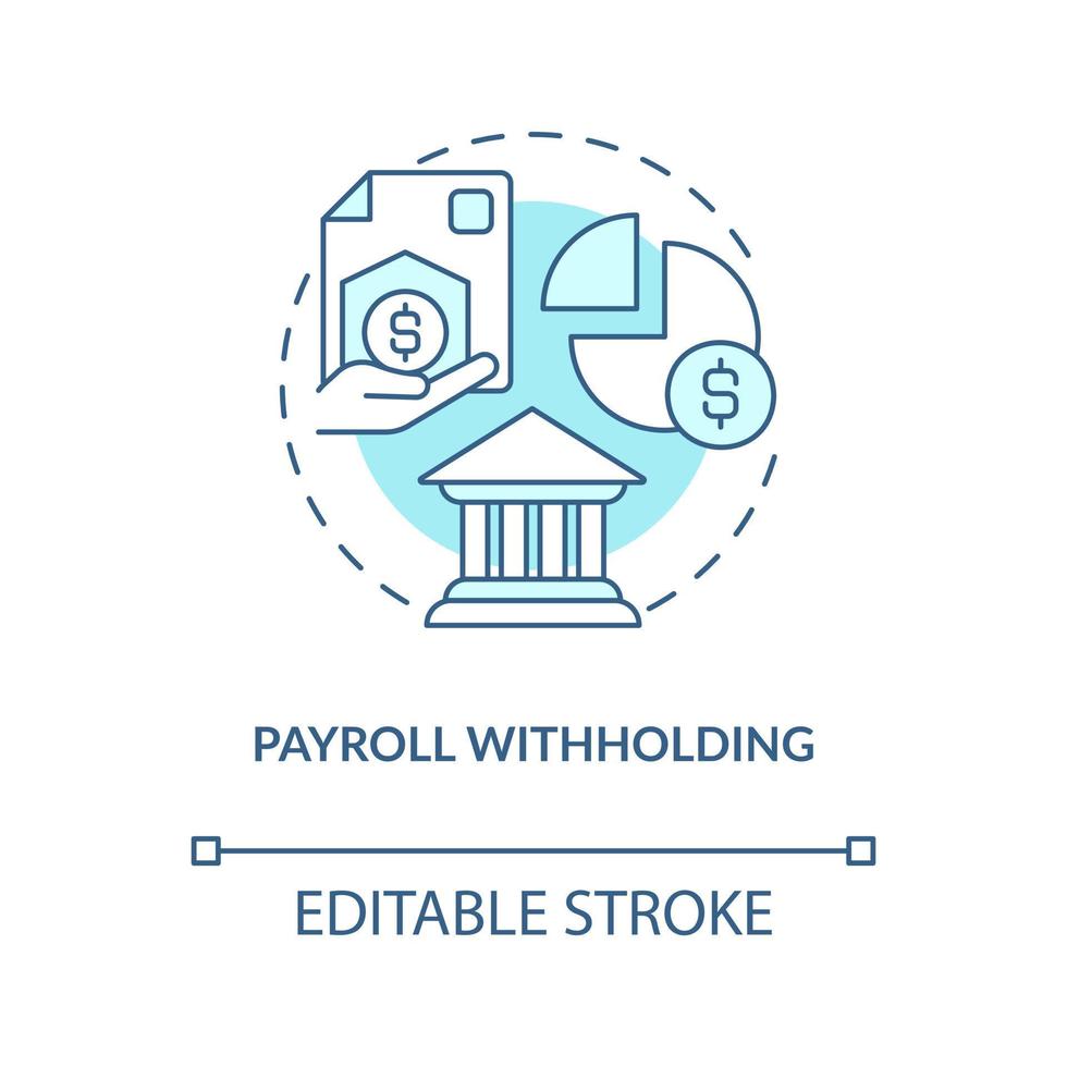 Payroll withholding turquoise concept icon. Employee grievances on wage issue abstract idea thin line illustration. Isolated outline drawing. Editable stroke vector