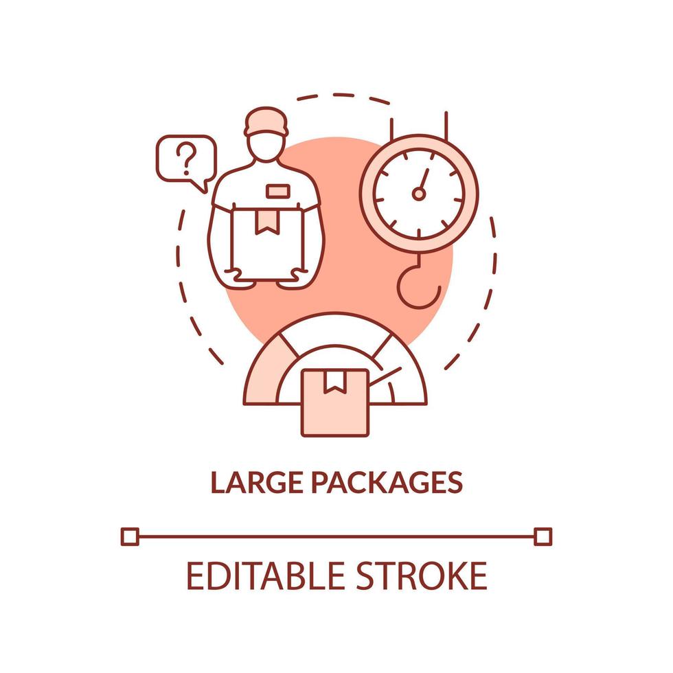 Large packages terracotta concept icon. Weight limit for post office abstract idea thin line illustration. Isolated outline drawing. Editable stroke vector