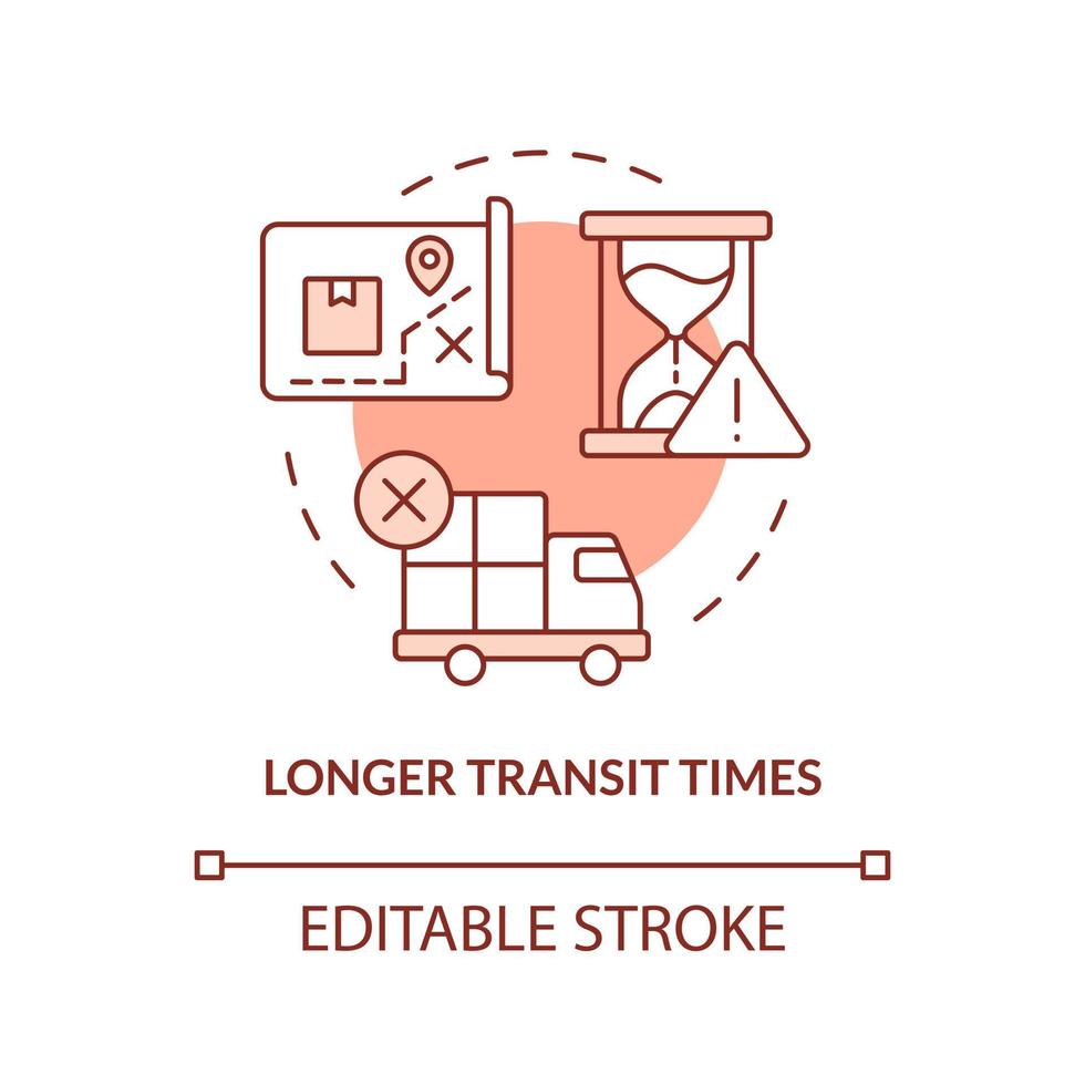 Long transit times terracotta concept icon. Unsafety shipping. Slow delivery abstract idea thin line illustration. Isolated outline drawing. Editable stroke vector