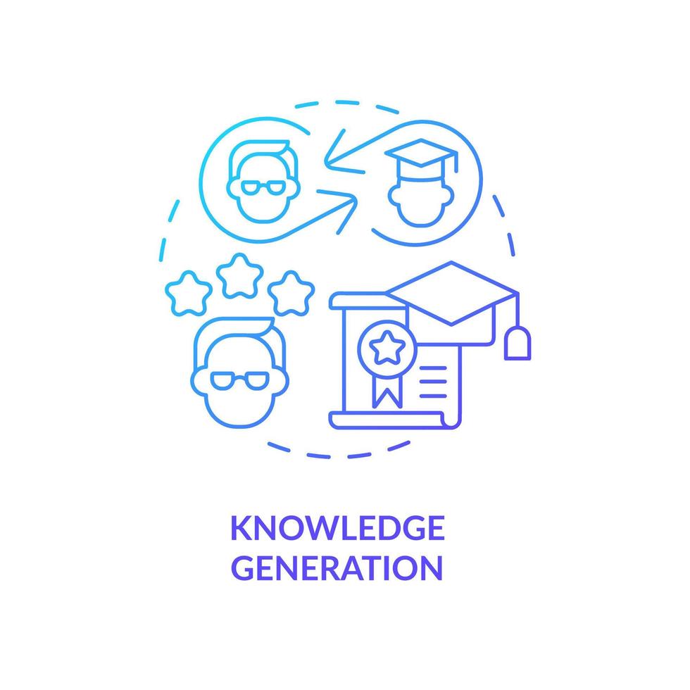 Knowledge generation blue gradient concept icon. Studying process. Advantage of formal education abstract idea thin line illustration. Isolated outline drawing vector