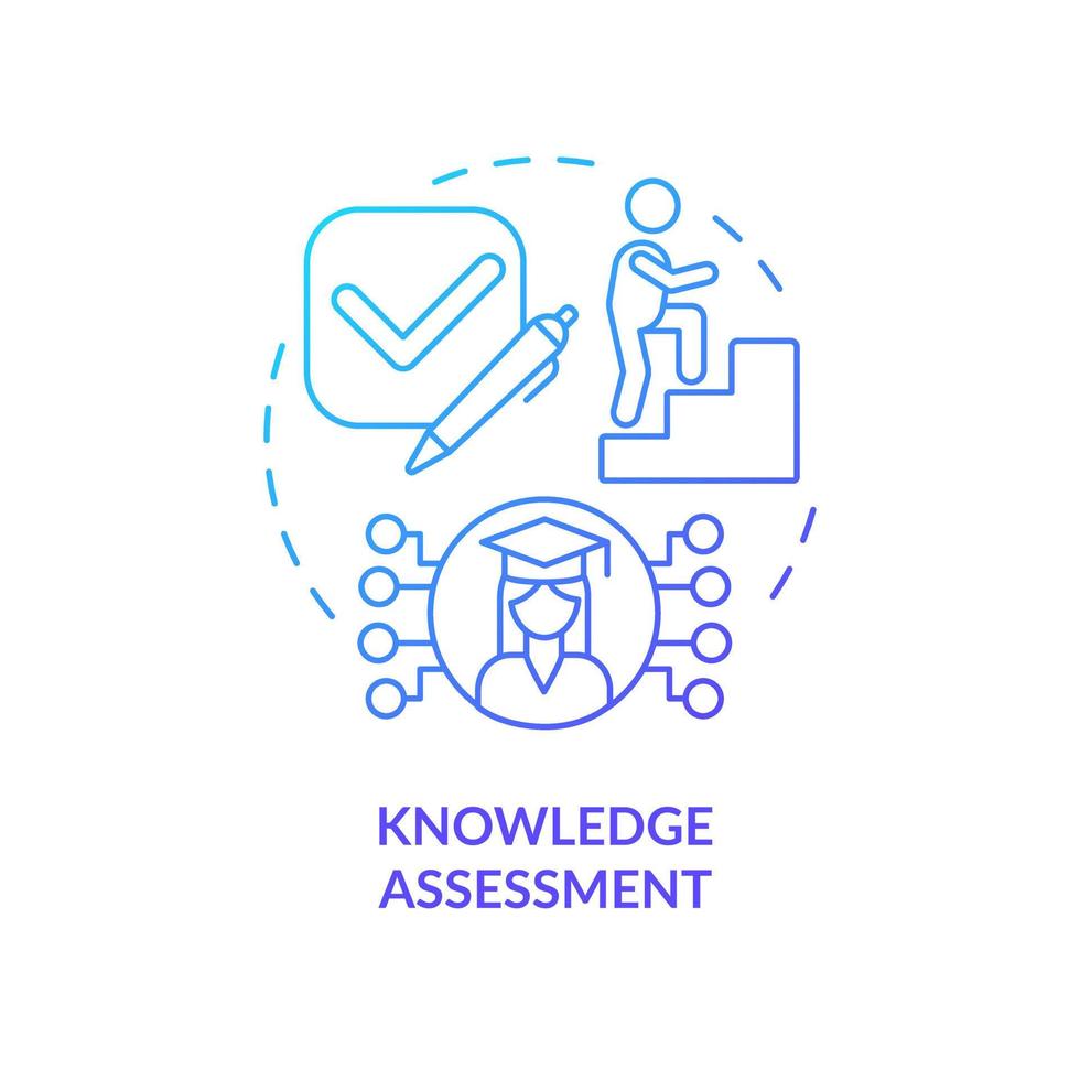 Knowledge assessment blue gradient concept icon. Student support. Advantage of formal education abstract idea thin line illustration. Isolated outline drawing vector