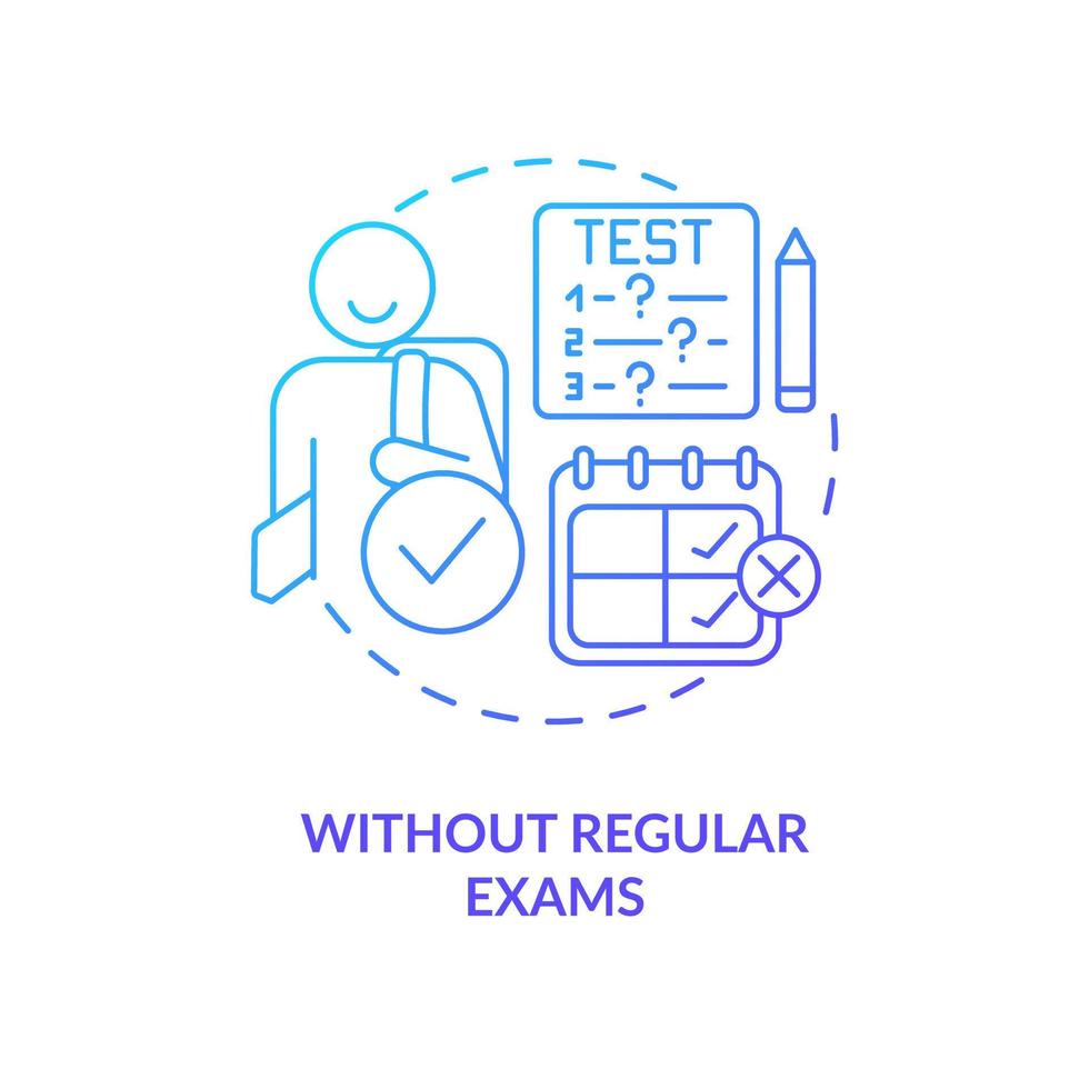 Without regular exams blue gradient concept icon. Knowledge. Benefit of non formal education abstract idea thin line illustration. Isolated outline drawing vector