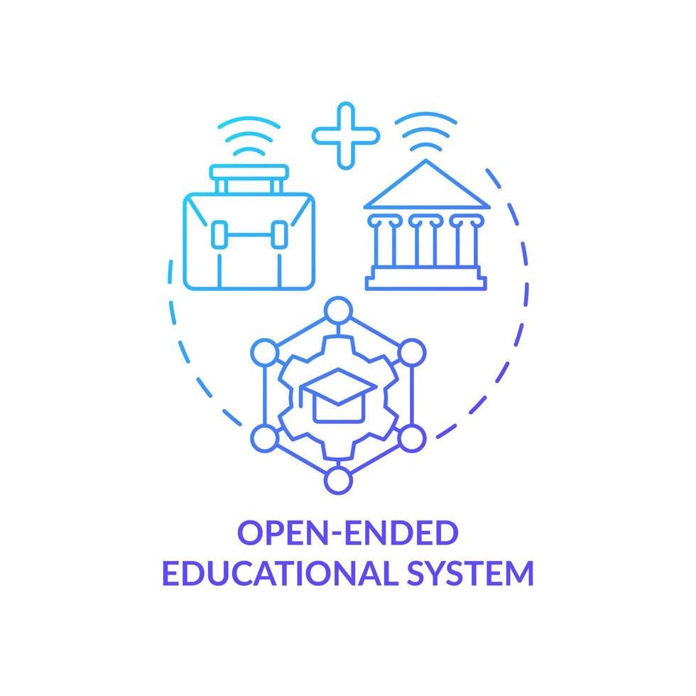 Open ended educational system blue gradient concept icon. Benefit of non formal education system abstract idea thin line illustration. Isolated outline drawing vector