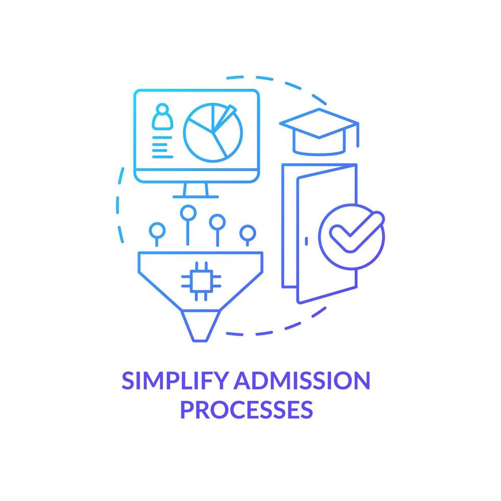 Simplify admission processes blue gradient concept icon. Software. Benefit of industry specific ERP abstract idea thin line illustration. Isolated outline drawing vector