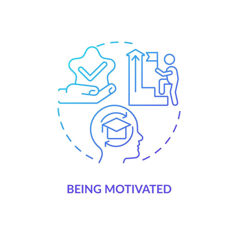 Being motivated blue gradient concept icon. Reaching success. Industry specific education benefit abstract idea thin line illustration. Isolated outline drawing vector