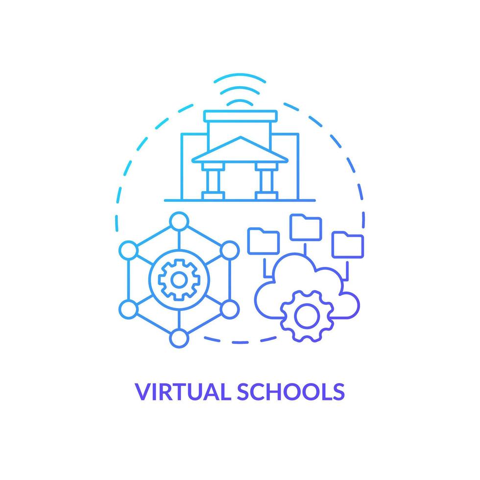 Virtual schools blue gradient concept icon. Web environment for student. Educational service provide abstract idea thin line illustration. Isolated outline drawing vector