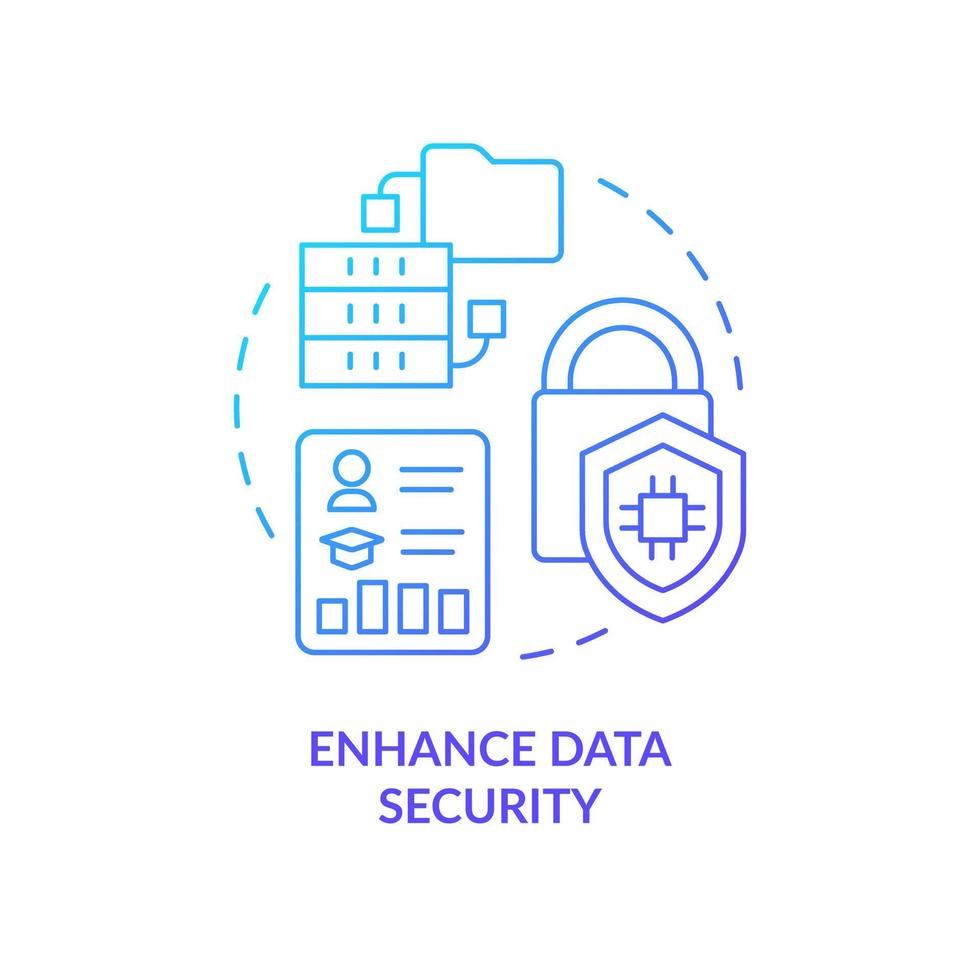 Enhance data security blue gradient concept icon. Information safety. Benefit of industry specific ERP abstract idea thin line illustration. Isolated outline drawing vector