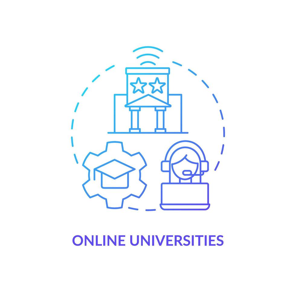 Online universities blue gradient concept icon. E learning service. Educational service provide abstract idea thin line illustration. Isolated outline drawing vector