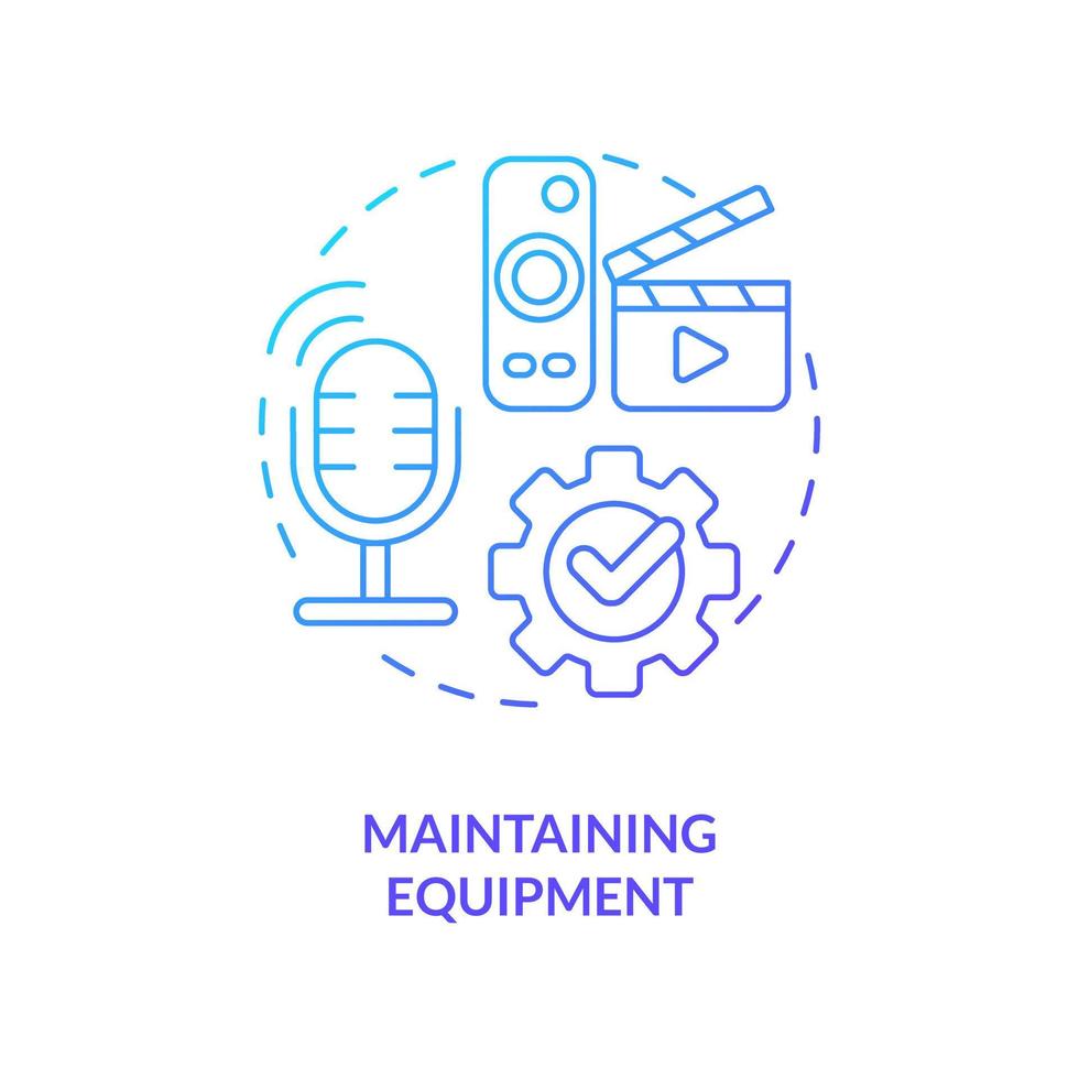 Equipment maintenance blue gradient concept icon. Professional streamer activity. Live streaming requirement abstract idea thin line illustration. Isolated outline drawing vector