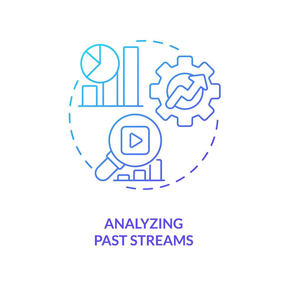 Analyzing streaming data blue gradient concept icon. Viewing statistics. Professional streamer activity abstract idea thin line illustration. Isolated outline drawing vector