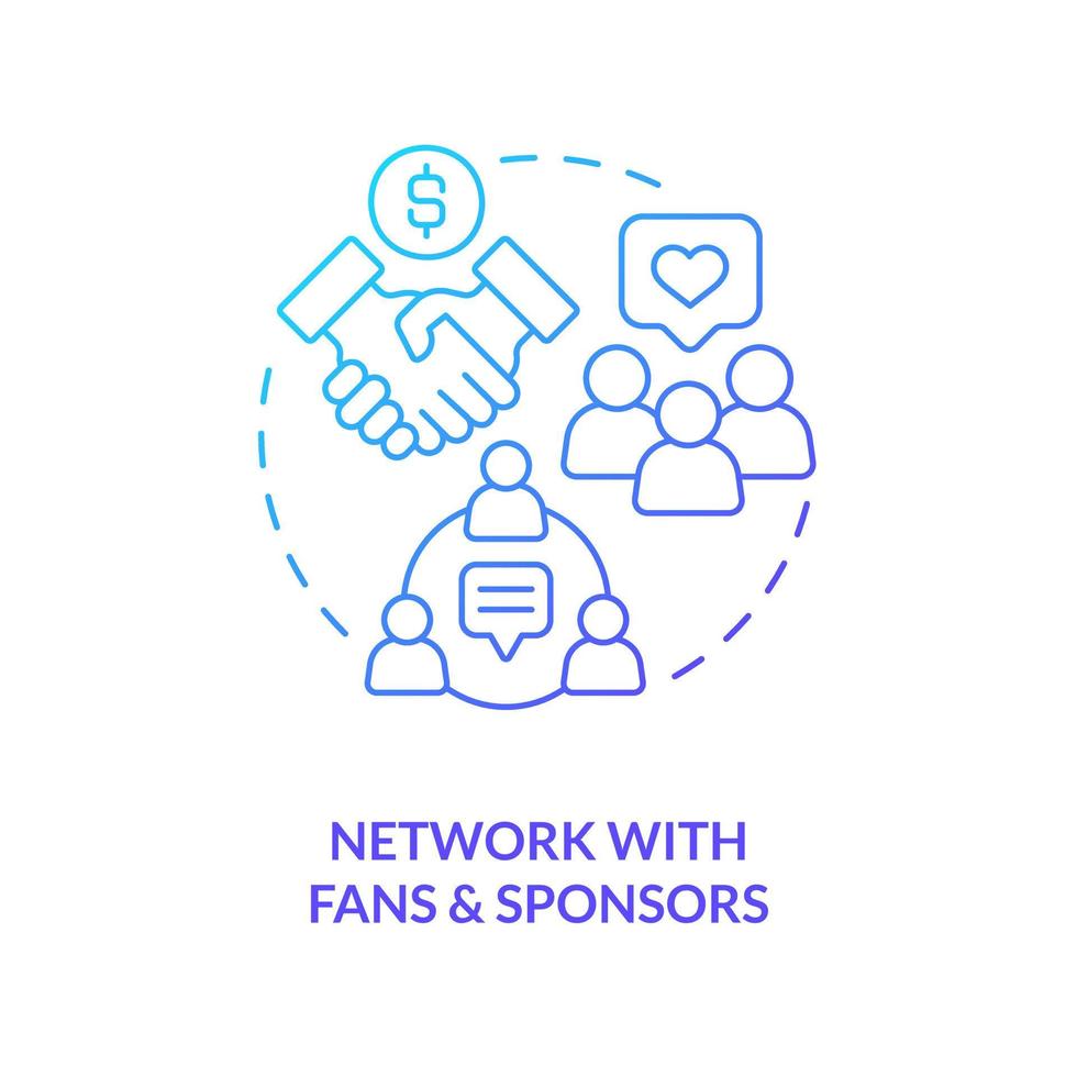 Fan and sponsor engagement blue gradient concept icon. Potential sponsors. Streaming business abstract idea thin line illustration. Isolated outline drawing vector