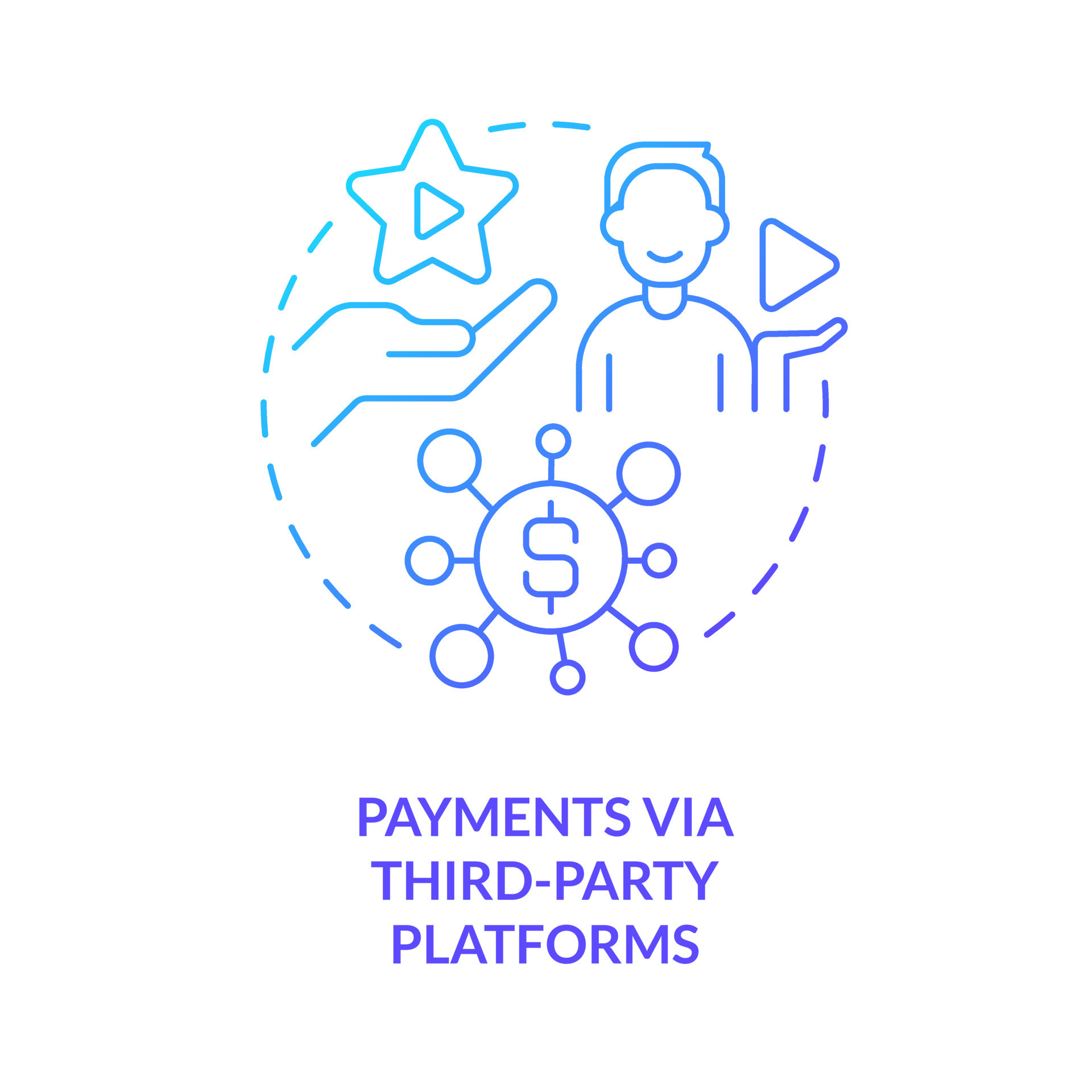 Third party payment system blue gradient concept icon. Blogger profit
