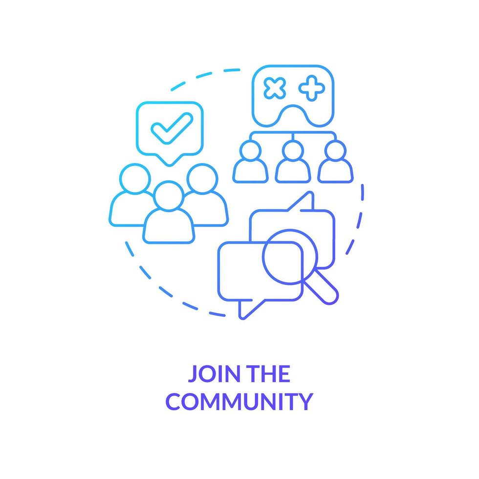 Join community blue gradient concept icon. Cyberathlete career. Become professional e sport player abstract idea thin line illustration. Isolated outline drawing vector