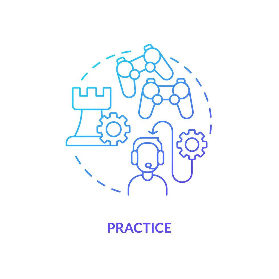 Practice blue gradient concept icon. Cyberathlete career. Become professional e sport player abstract idea thin line illustration. Isolated outline drawing vector