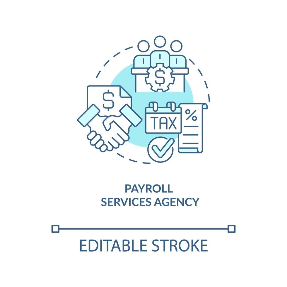 Payroll services agency turquoise concept icon. Payment. Expert financial management abstract idea thin line illustration. Isolated outline drawing. Editable stroke vector