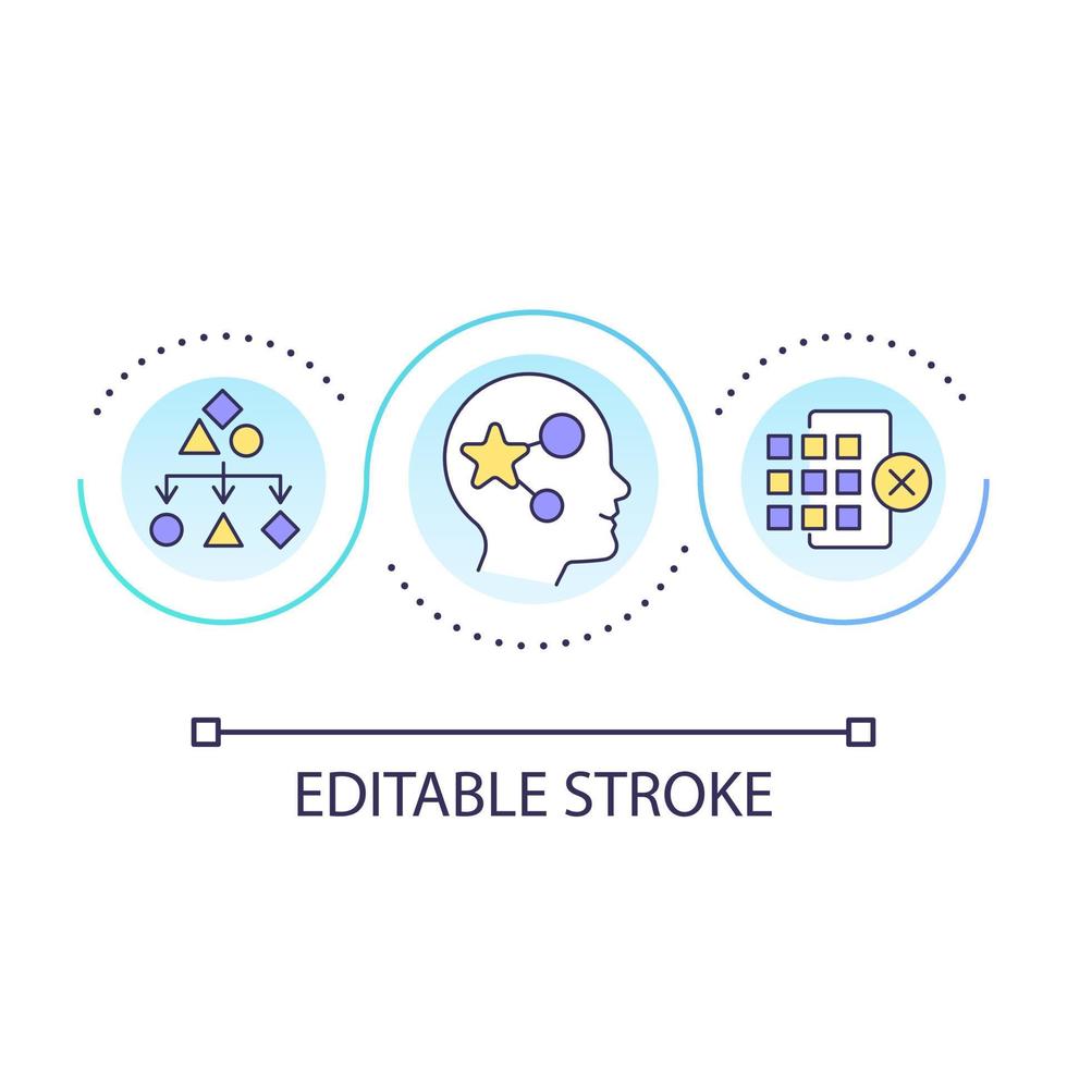 Limit the cognitive load loop concept icon. Golden rules of ui design. Reduce mental pressure abstract idea thin line illustration. Isolated outline drawing. Editable stroke vector