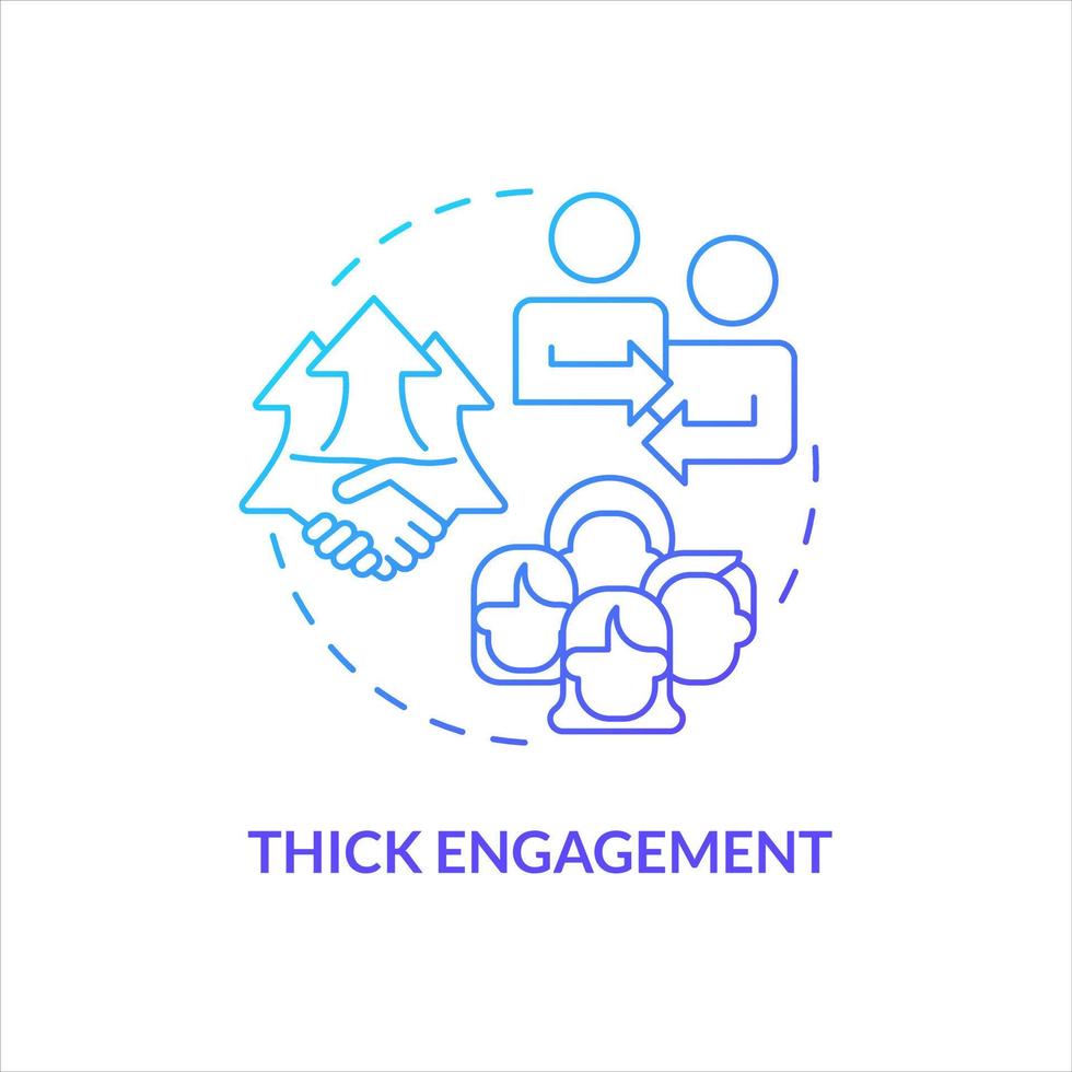 Thick engagement blue gradient concept icon. Encourage participation. Small-group discussion. Involve audience abstract idea thin line illustration. Isolated outline drawing vector