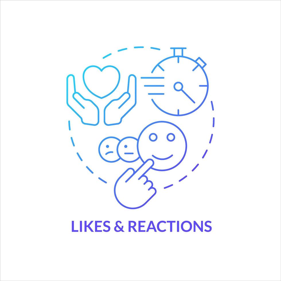 Likes and reaction blue gradient concept icon. Social media interaction. Quick expression. Audience activity abstract idea thin line illustration. Isolated outline drawing vector